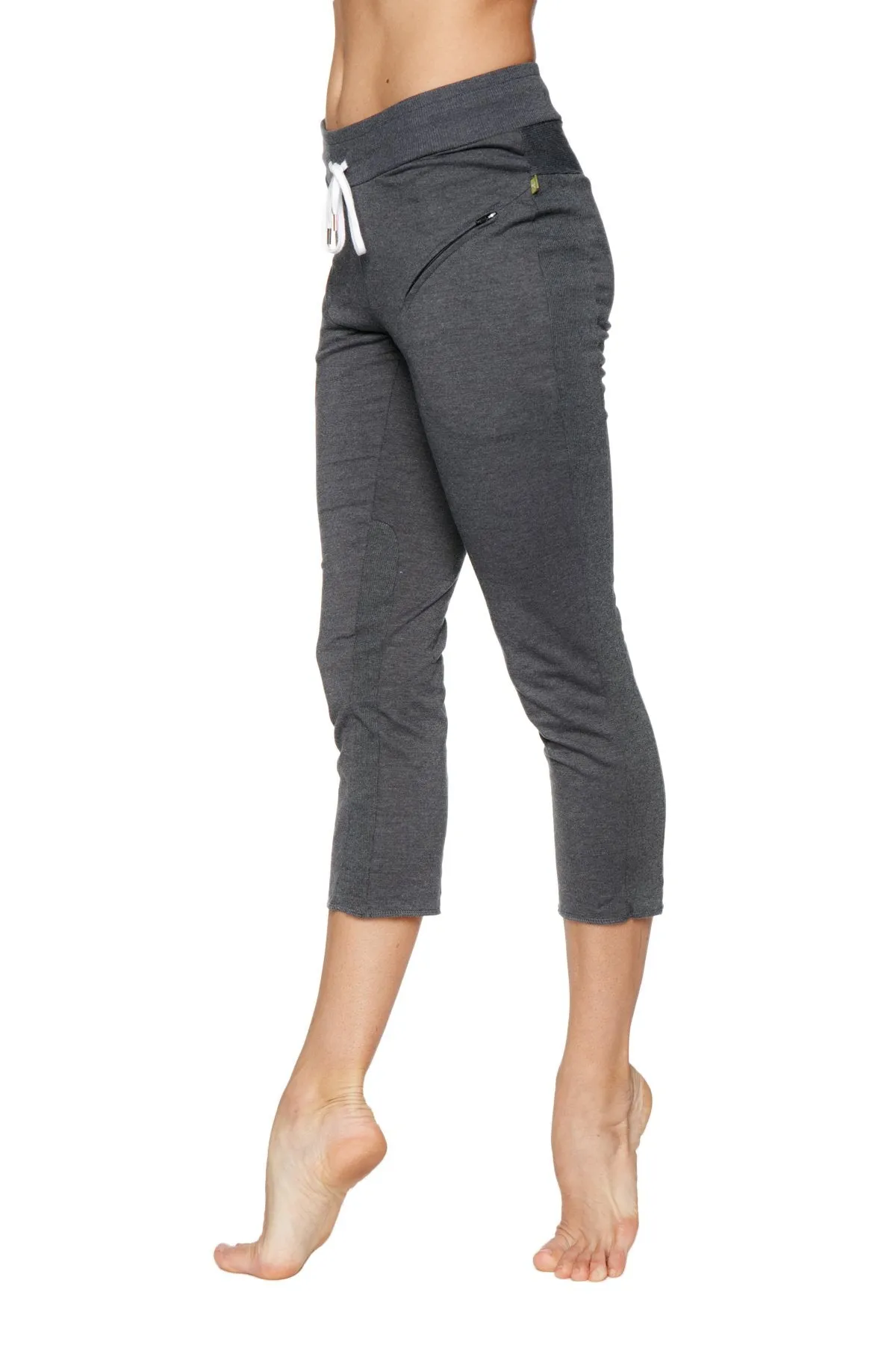 4/5 Length Zipper Pocket Capri Yoga Pant (Charcoal)