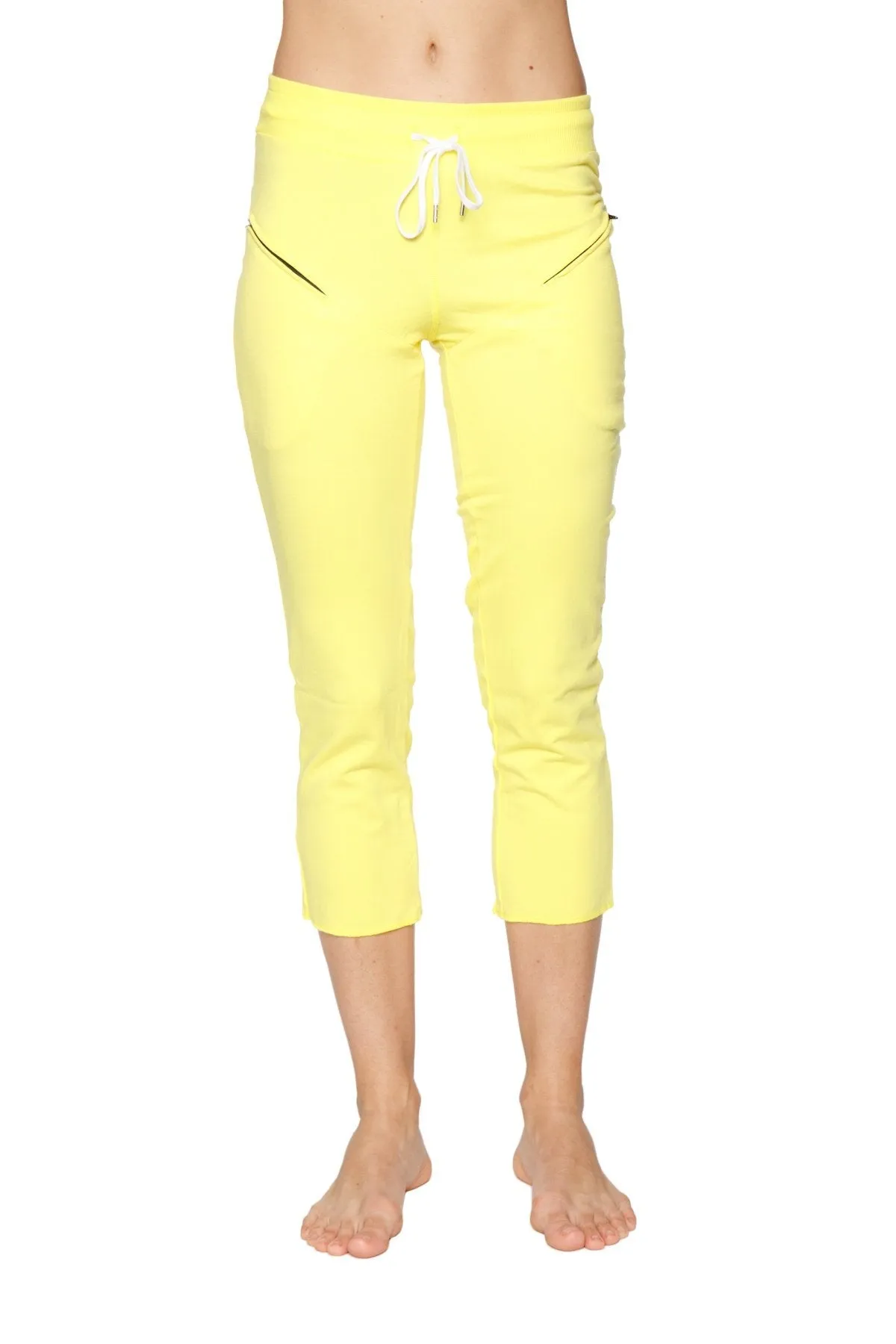 4/5 Length Zipper Pocket Capri Yoga Pant (Tropic Yellow)