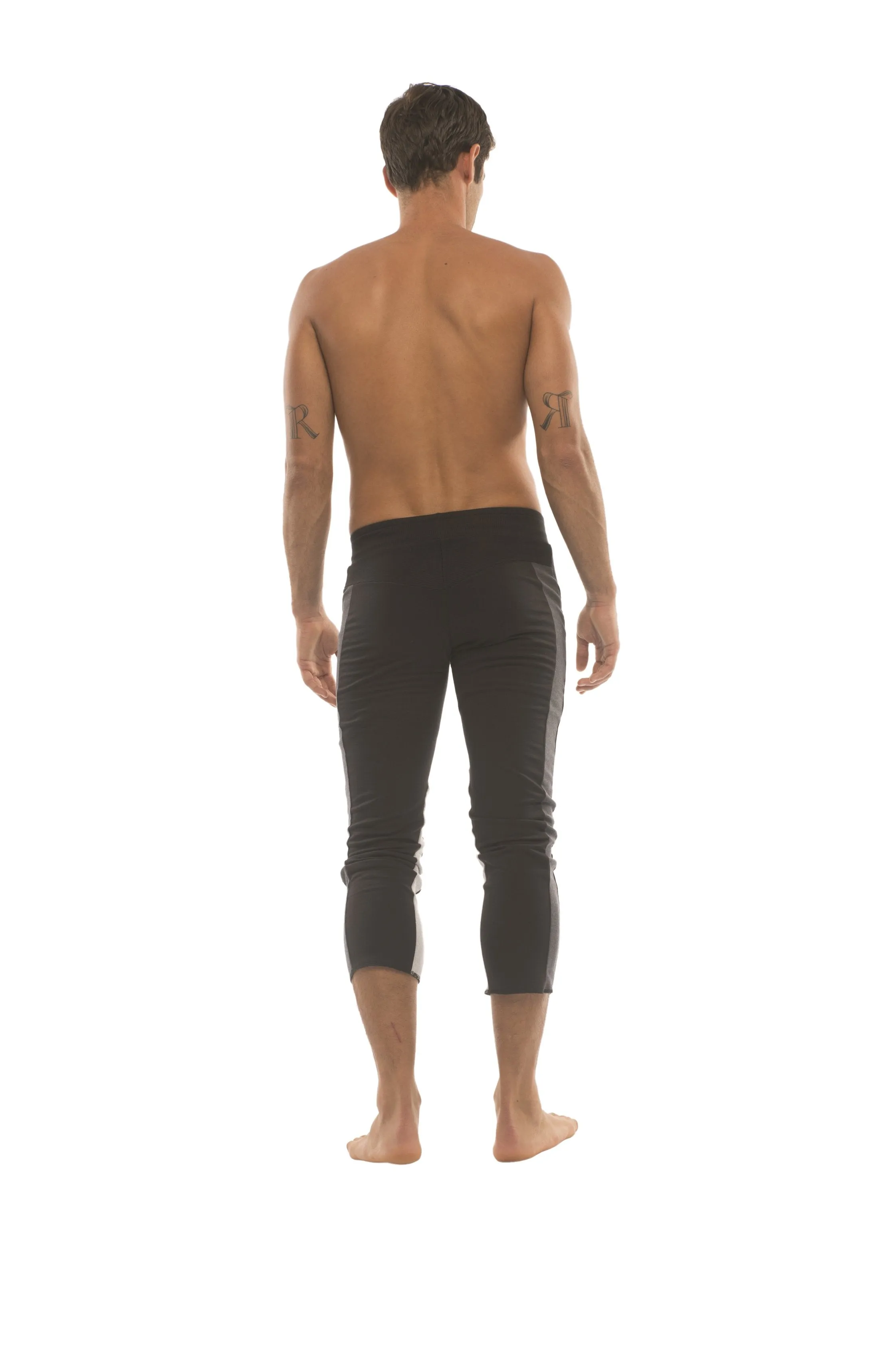 4/5 Zipper Pocket Capri Yoga Pants (Black w/Charcoal & GREY)