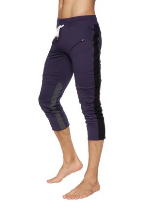 4/5 Zipper Pocket Capri Yoga Pants (Eggplant w/Black & Charcoal)