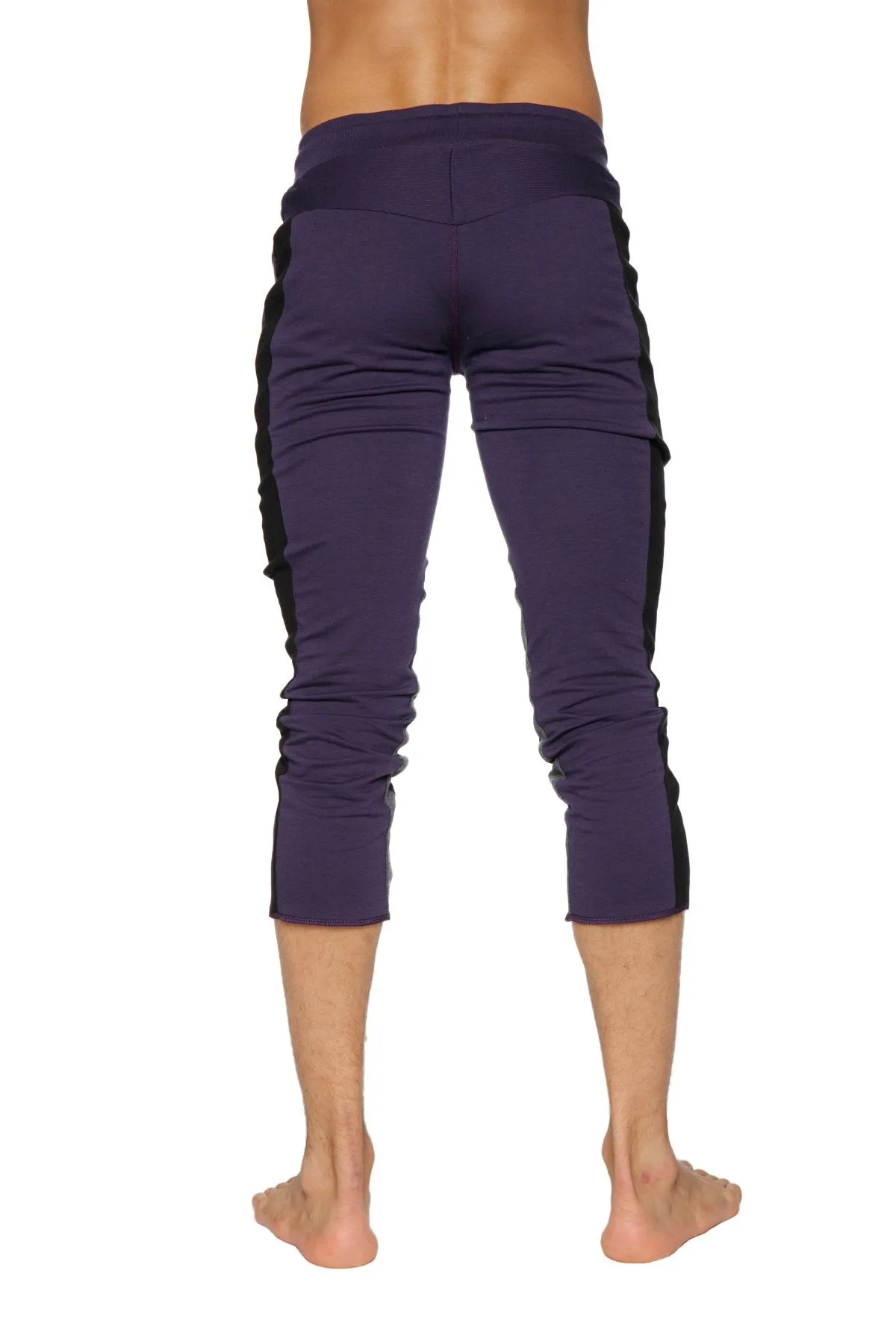 4/5 Zipper Pocket Capri Yoga Pants (Eggplant w/Black & Charcoal)