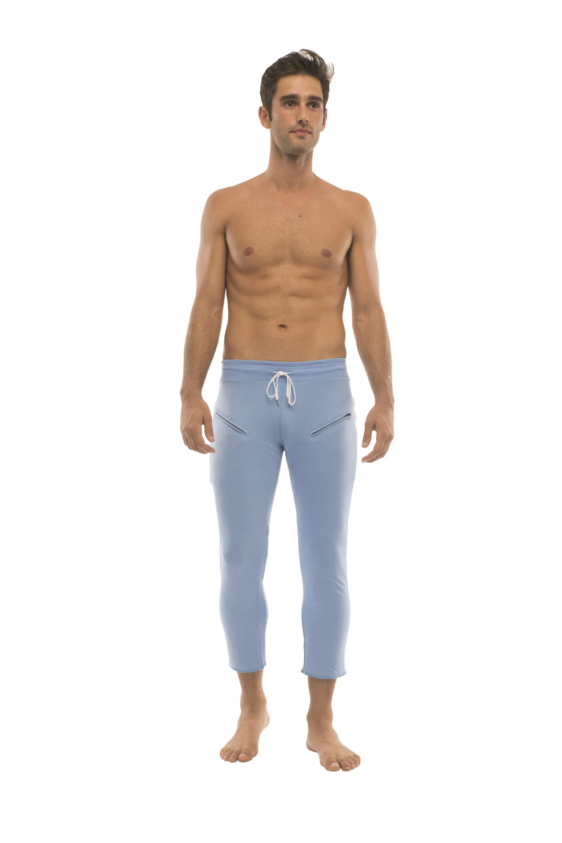 4/5 Zipper Pocket Capri Yoga Pants (Solid ICE Blue)