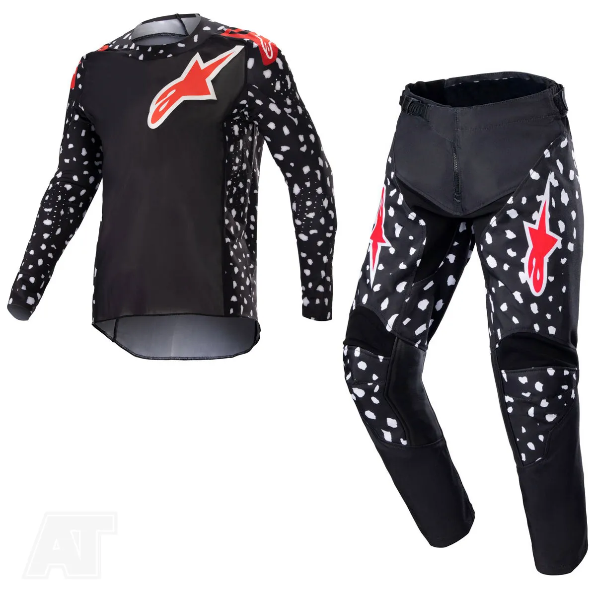 Alpinestars Youth Racer North Black Neon Red Motocross Kit Combo