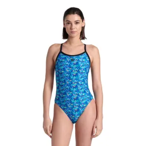 Arena Pool Tiles Lightdrop Back Womens Swimsuit - Black/Blue Multi