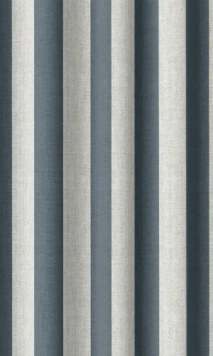 'Awning' Modern Striped Custom Shades (Petrol Blue/ White)