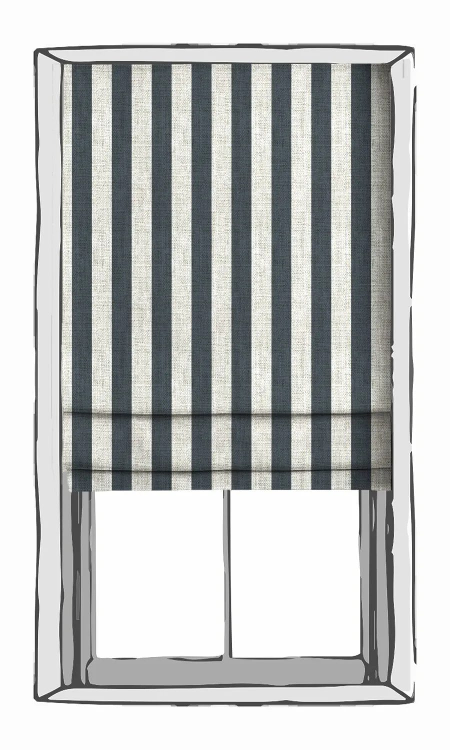 'Awning' Modern Striped Custom Shades (Petrol Blue/ White)