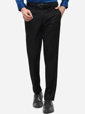 Black Super Slim Fit Solid Formal Trouser | Greenfibre