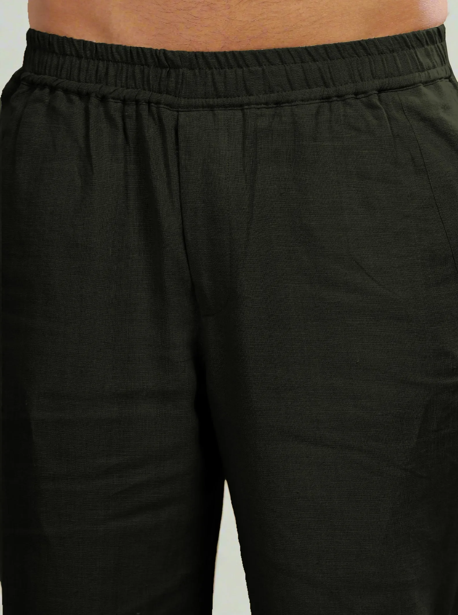 Breeze- Linen Casual Elastic Pants -  Dark Green