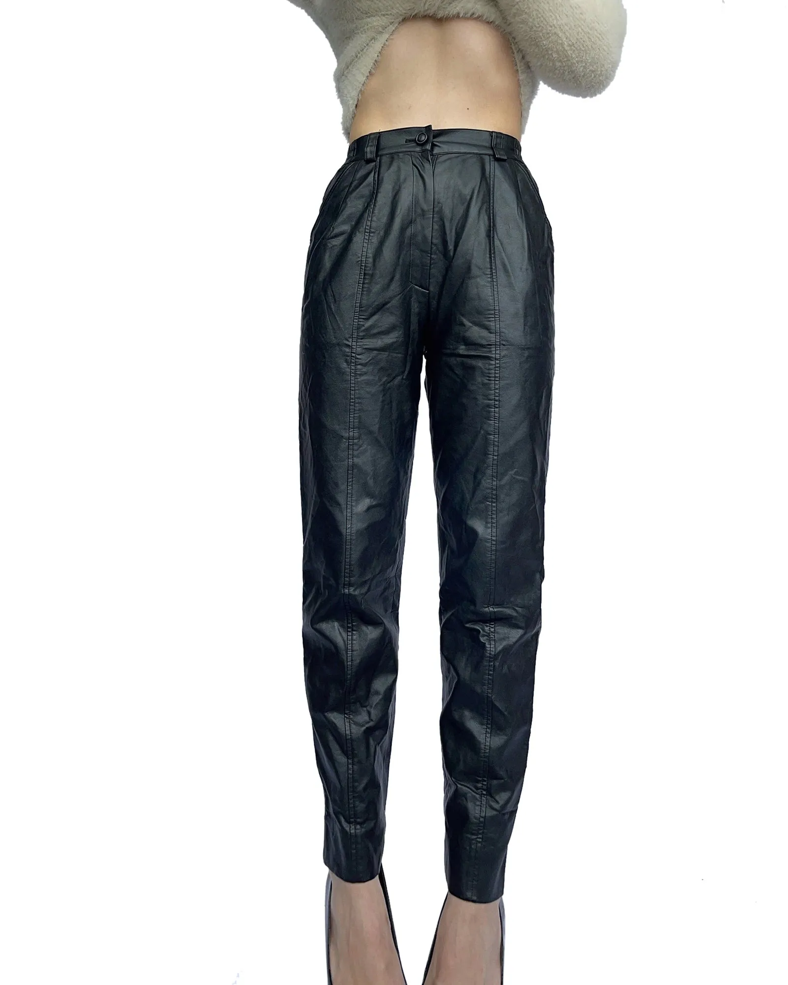 Chloe Golf Golf Faux Leather Pants Black