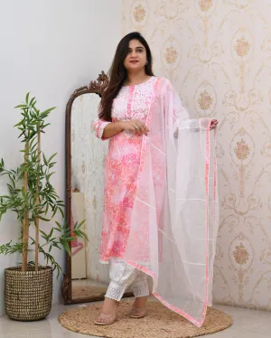 Cotton Floral Lucknowi Gulnar Set