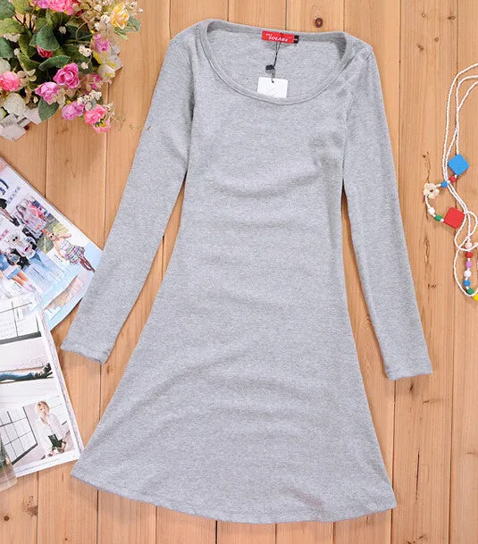 CUTE FRESH PURE COLOR SHOW BODY DRESS