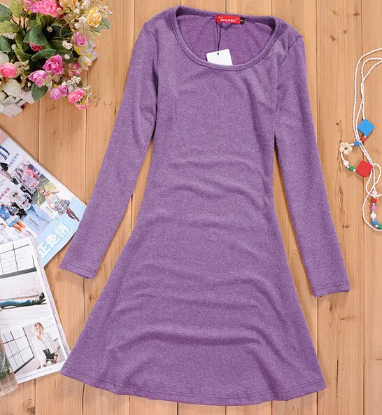 CUTE FRESH PURE COLOR SHOW BODY DRESS