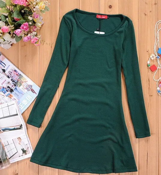 CUTE FRESH PURE COLOR SHOW BODY DRESS