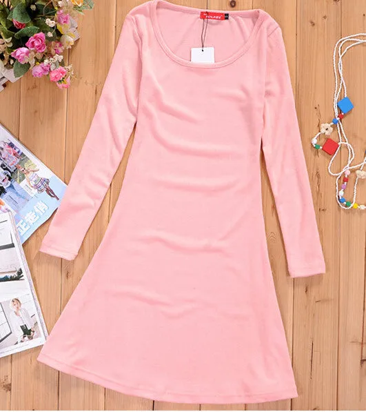 CUTE FRESH PURE COLOR SHOW BODY DRESS