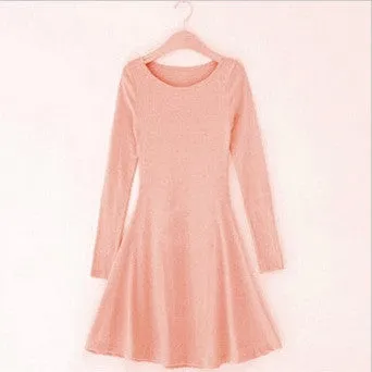 CUTE FRESH PURE COLOR SHOW BODY DRESS