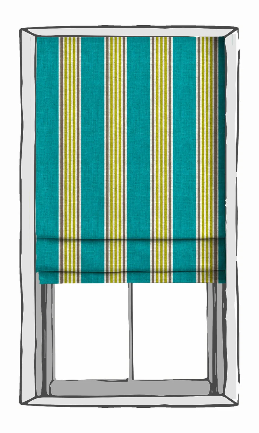 'Delphi' Modern Striped Custom Roman Blinds (Blue/ Green)