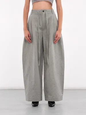 Drawstring Pleated Trousers (09TR03GR-GREY)