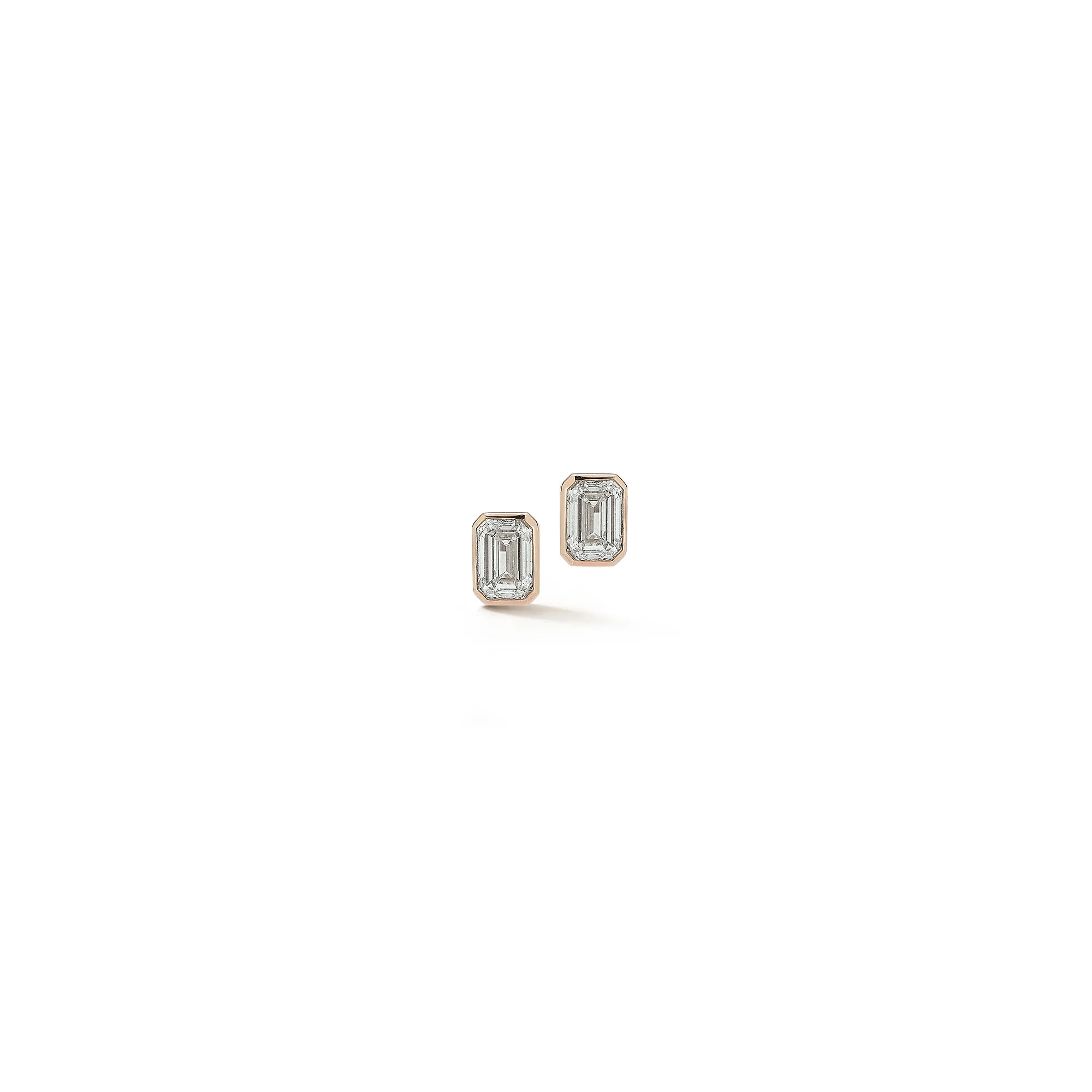 DRD Emerald Cut Bezel Set Diamond Studs 1.40 Ct. Total Weight