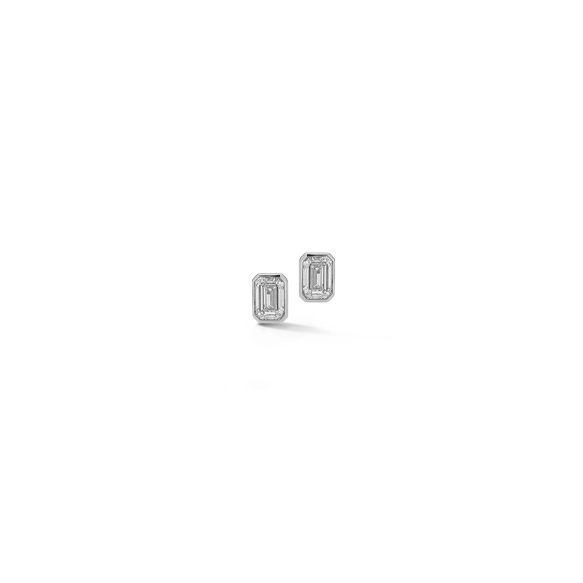 DRD Emerald Cut Bezel Set Diamond Studs 1.40 Ct. Total Weight