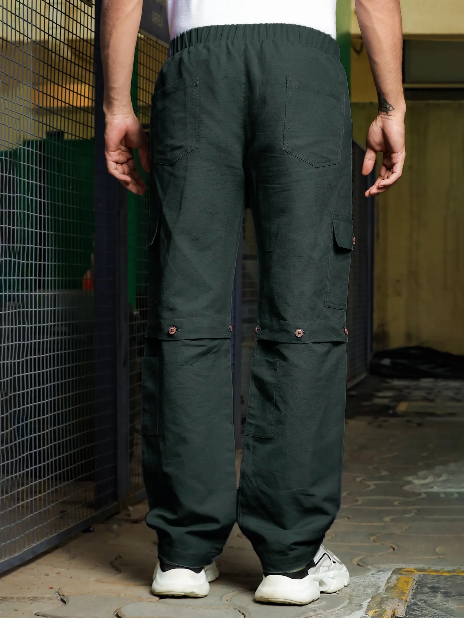 Ezy 2in1 Linen Joggers - Dark Green