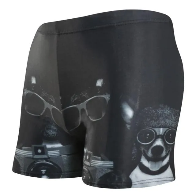 Fashionable Men's Print Swimming Trunks For Pool Beach