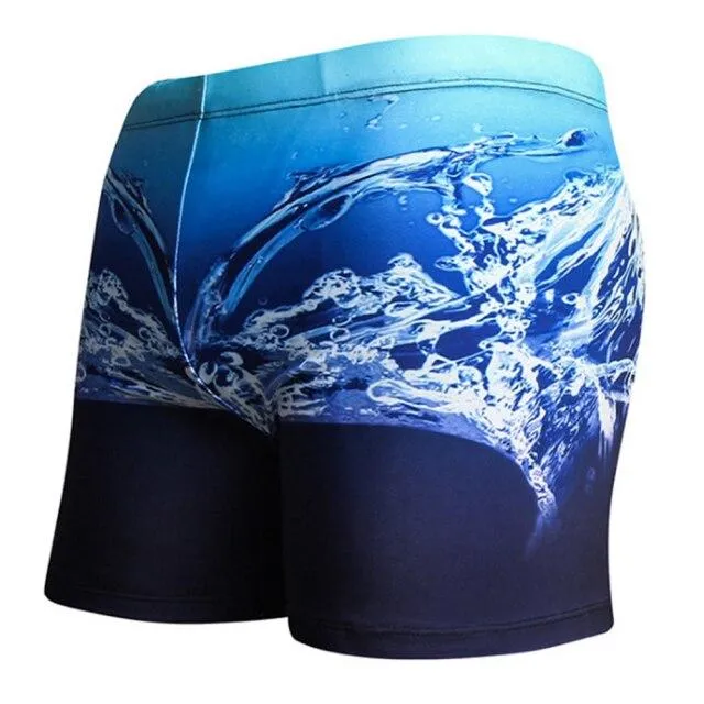 Fashionable Men's Print Swimming Trunks For Pool Beach