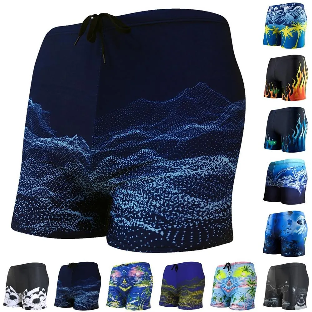 Fashionable Men's Print Swimming Trunks For Pool Beach