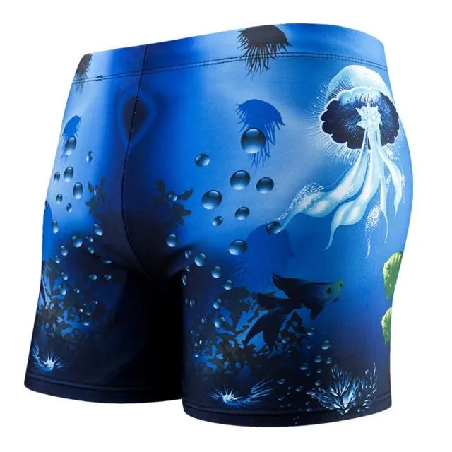 Fashionable Men's Print Swimming Trunks For Pool Beach