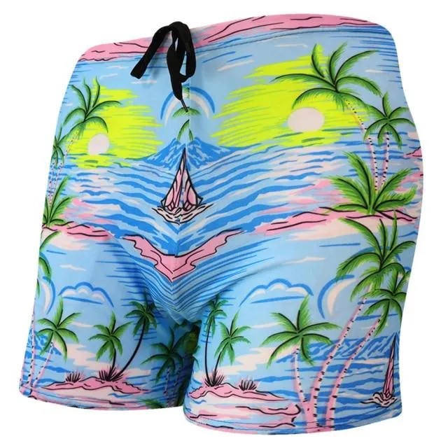 Fashionable Men's Print Swimming Trunks For Pool Beach