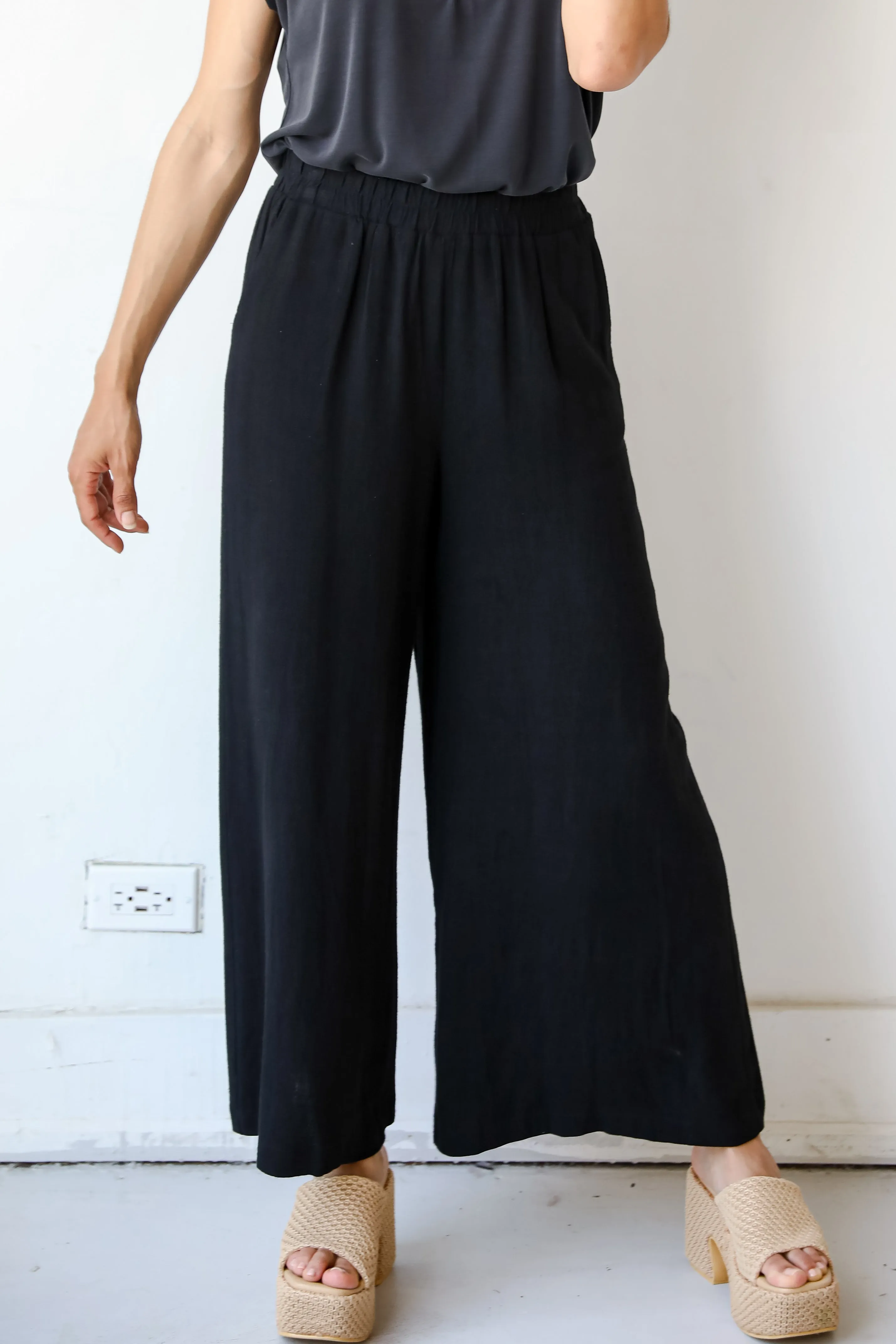 FINAL SALE - Coastal Air Black Linen Pants - DU DEAL