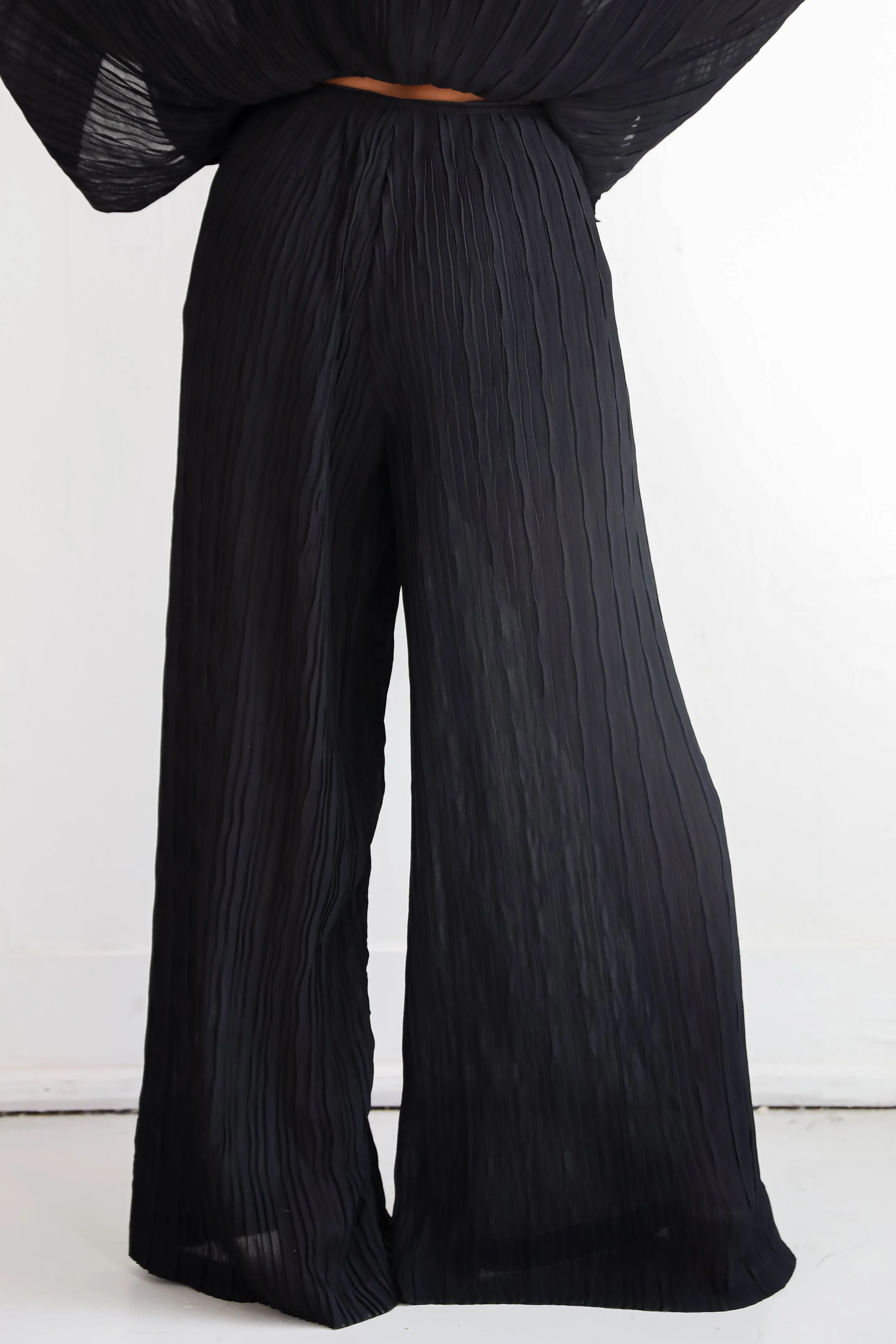 FINAL SALE - Sophisticated Step Black Pleated Wide Leg Pants