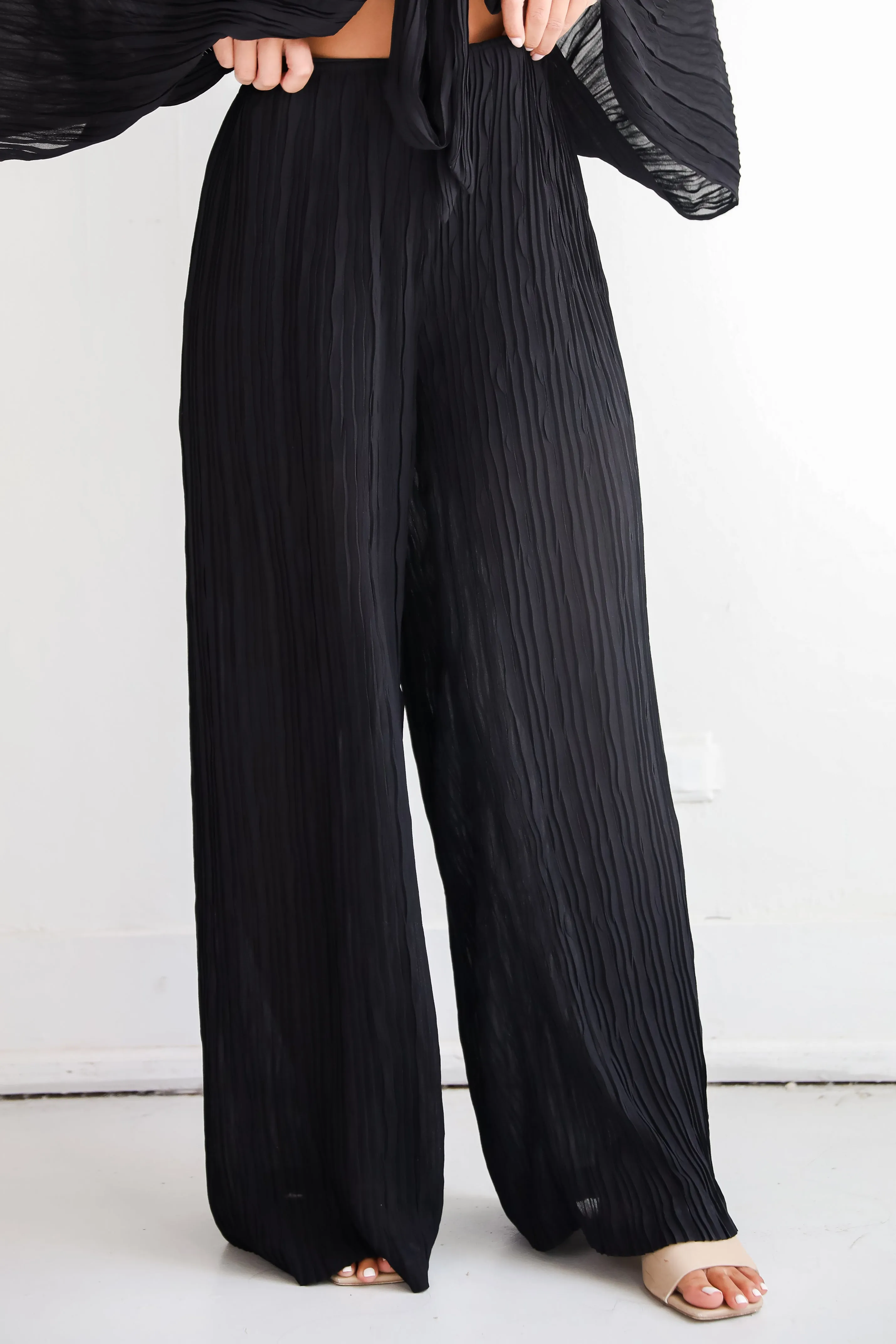 FINAL SALE - Sophisticated Step Black Pleated Wide Leg Pants