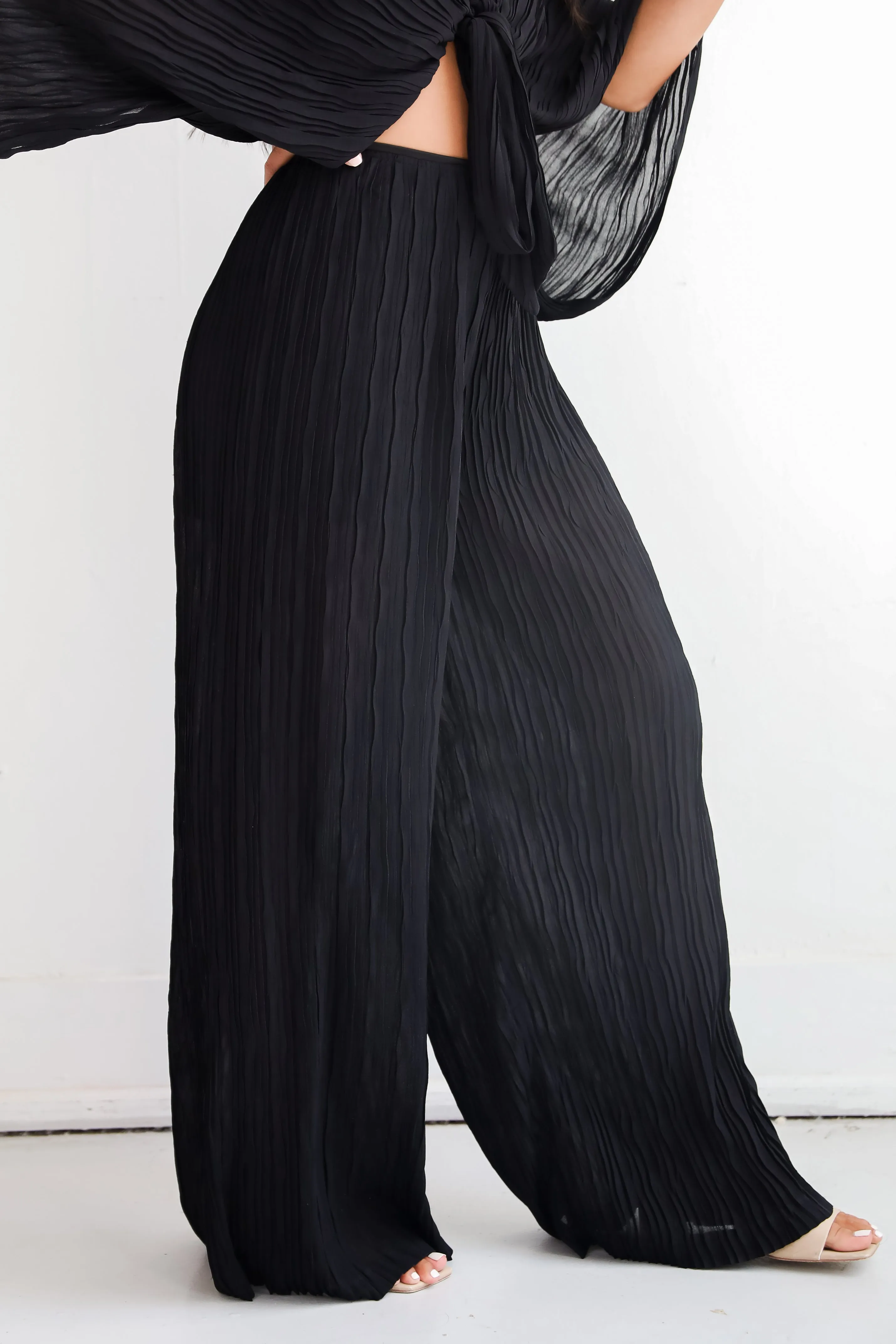 FINAL SALE - Sophisticated Step Black Pleated Wide Leg Pants