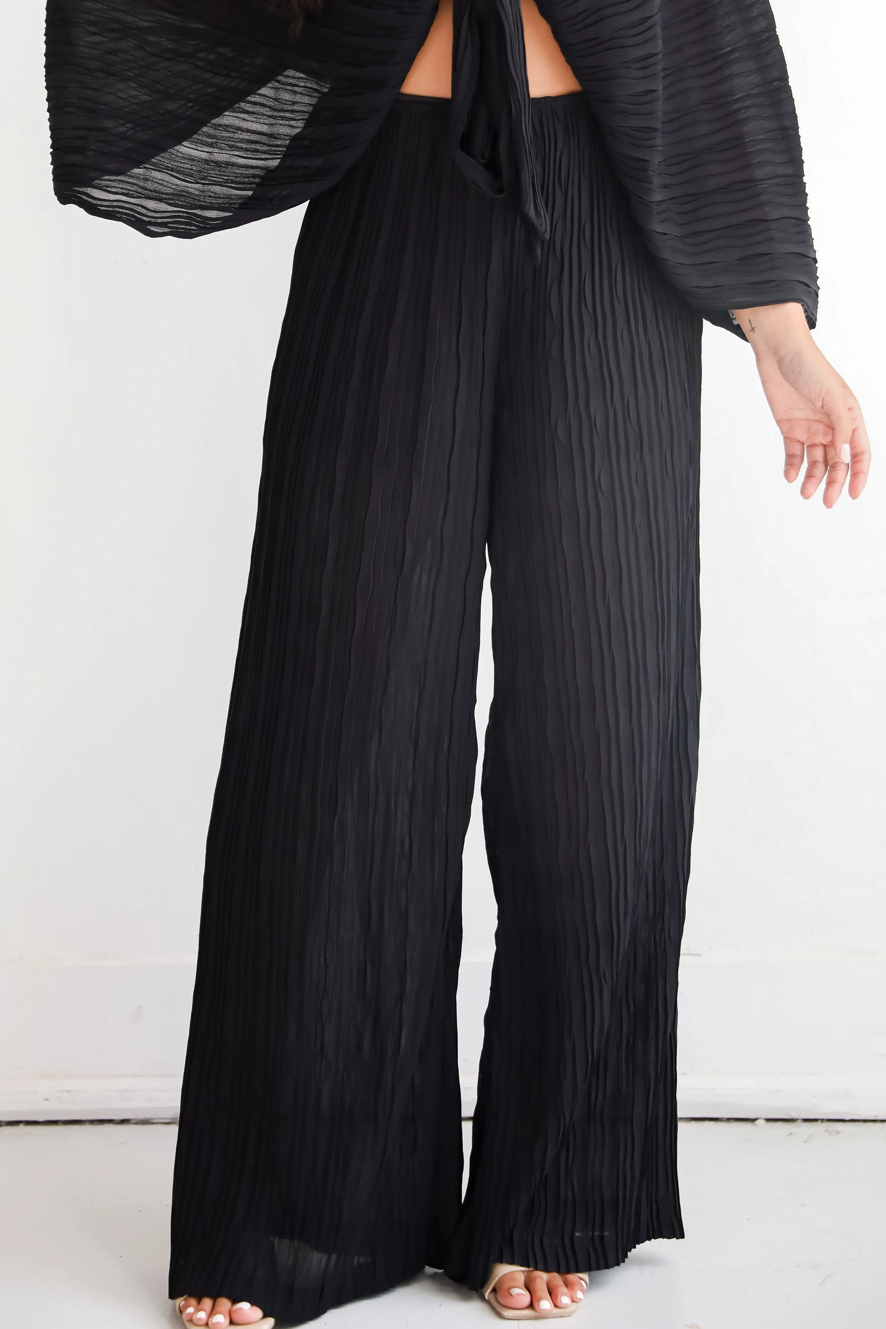 FINAL SALE - Sophisticated Step Black Pleated Wide Leg Pants