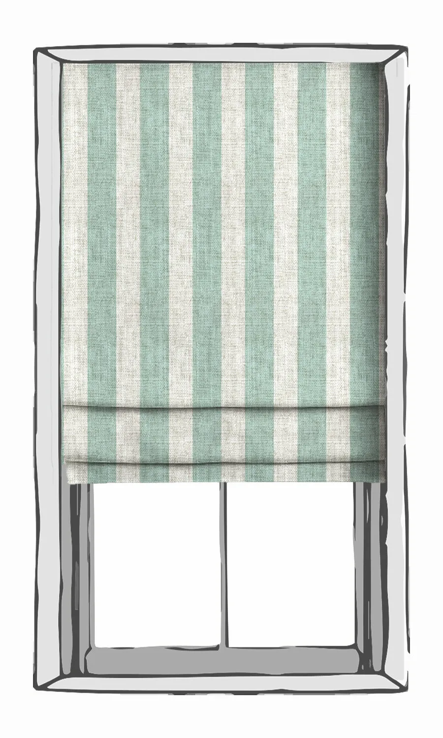 'Fresh Lawn' Striped Print Roman Shades (Aqua Blue/ White)