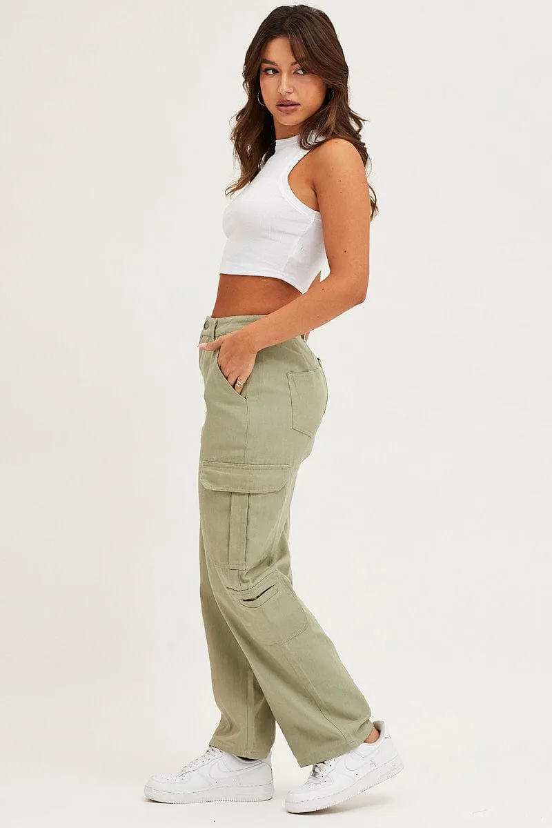 Green Cargo Pants Polyester