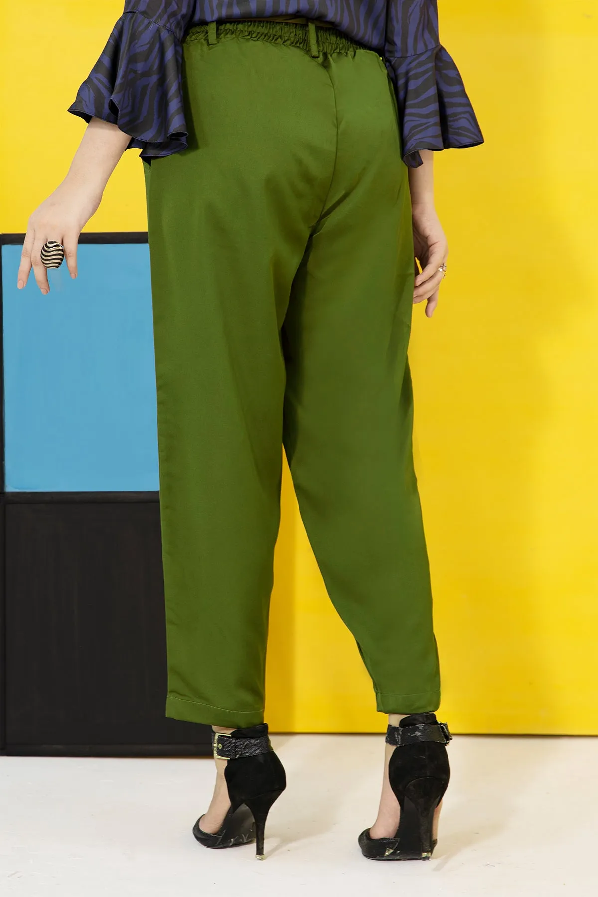 Green Paper Bag Trouser - A21- WTR007R