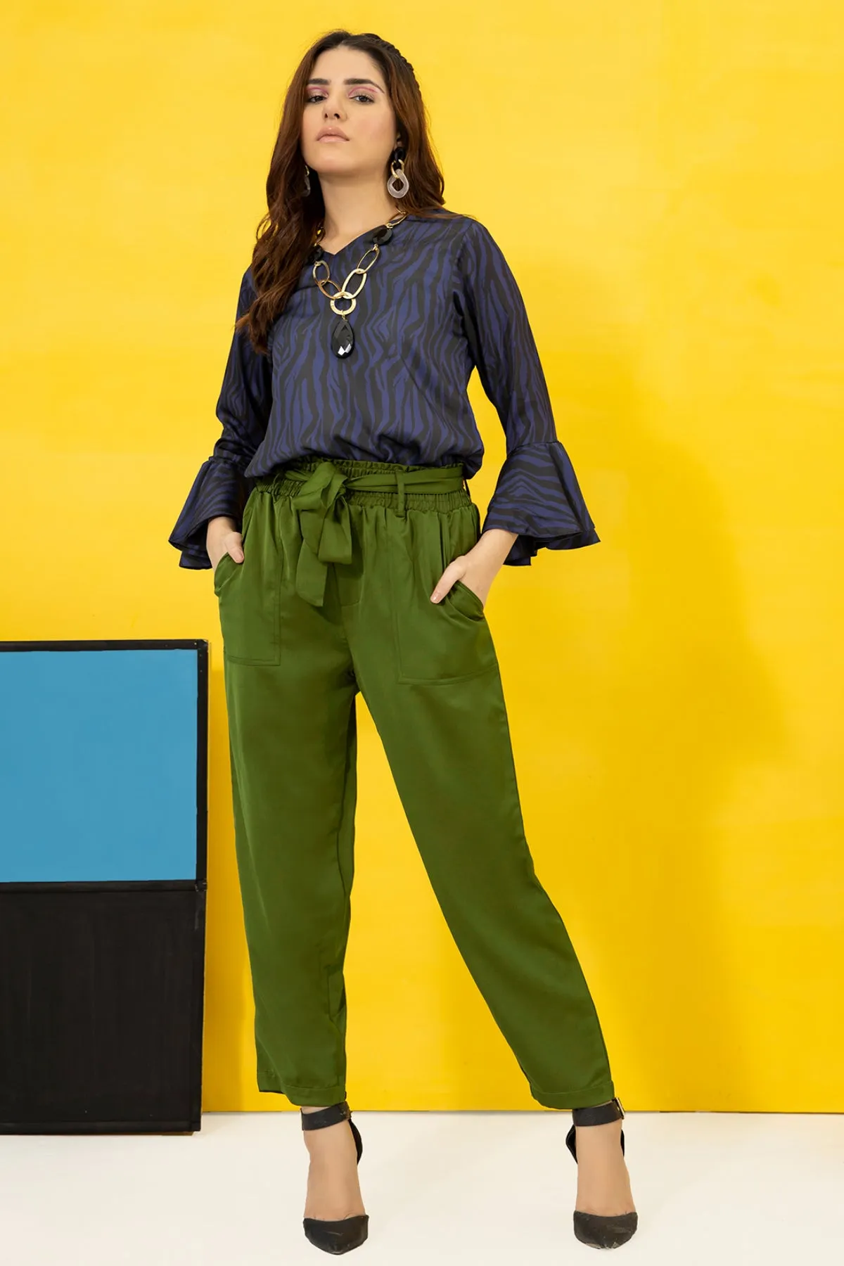 Green Paper Bag Trouser - A21- WTR007R