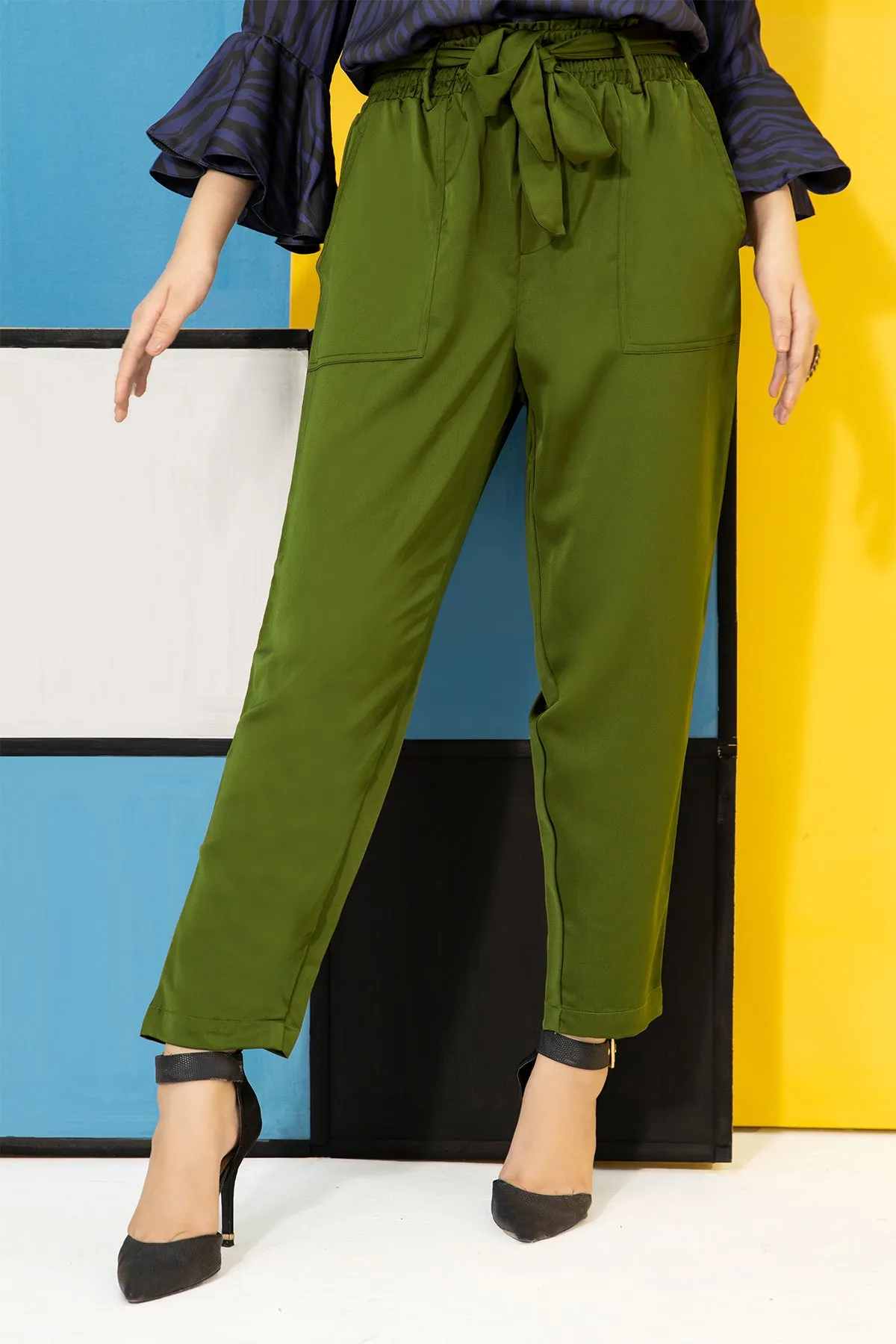 Green Paper Bag Trouser - A21- WTR007R