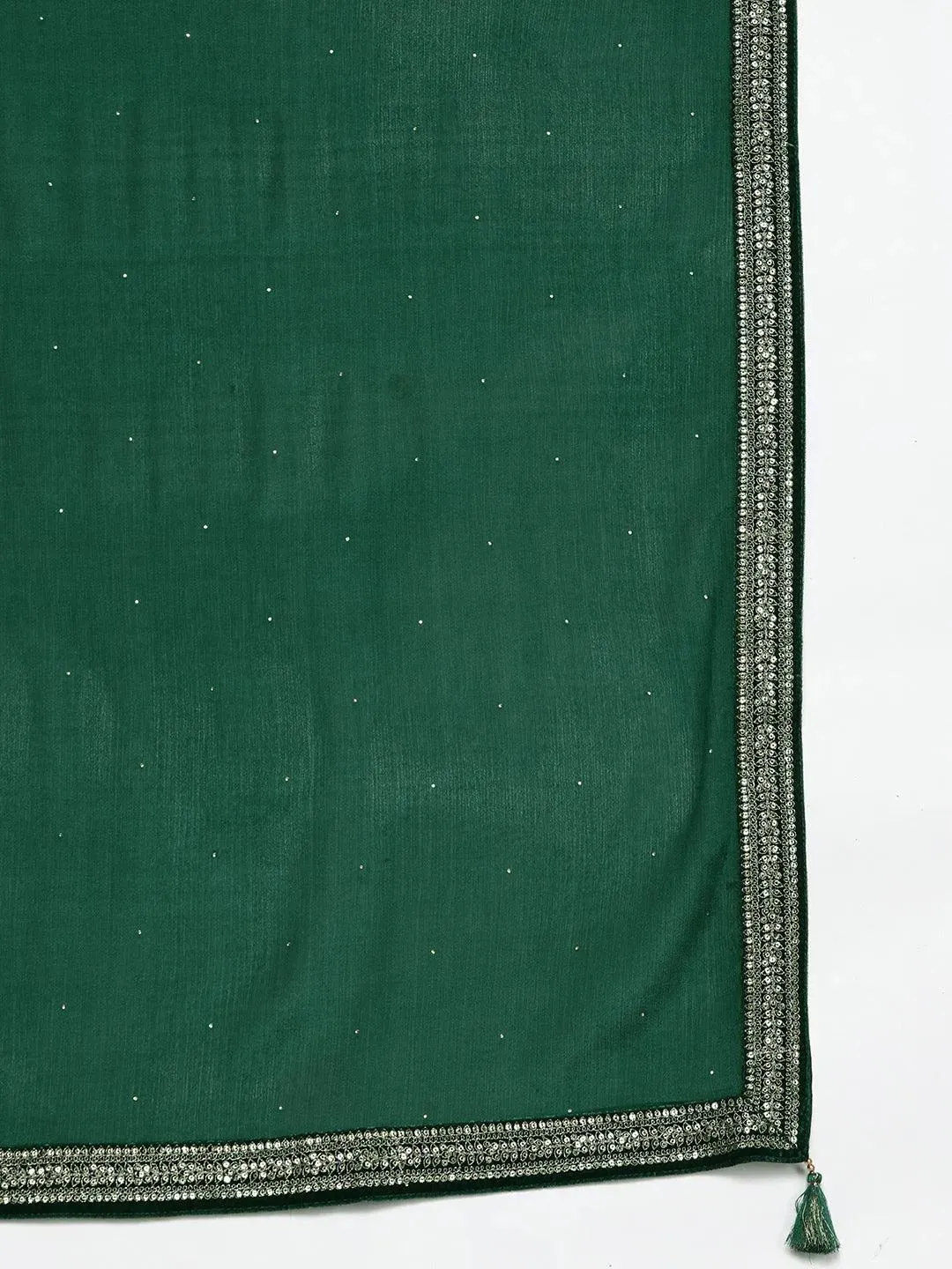 Green Yoke Design Velvet Straight Suit With Dupatta