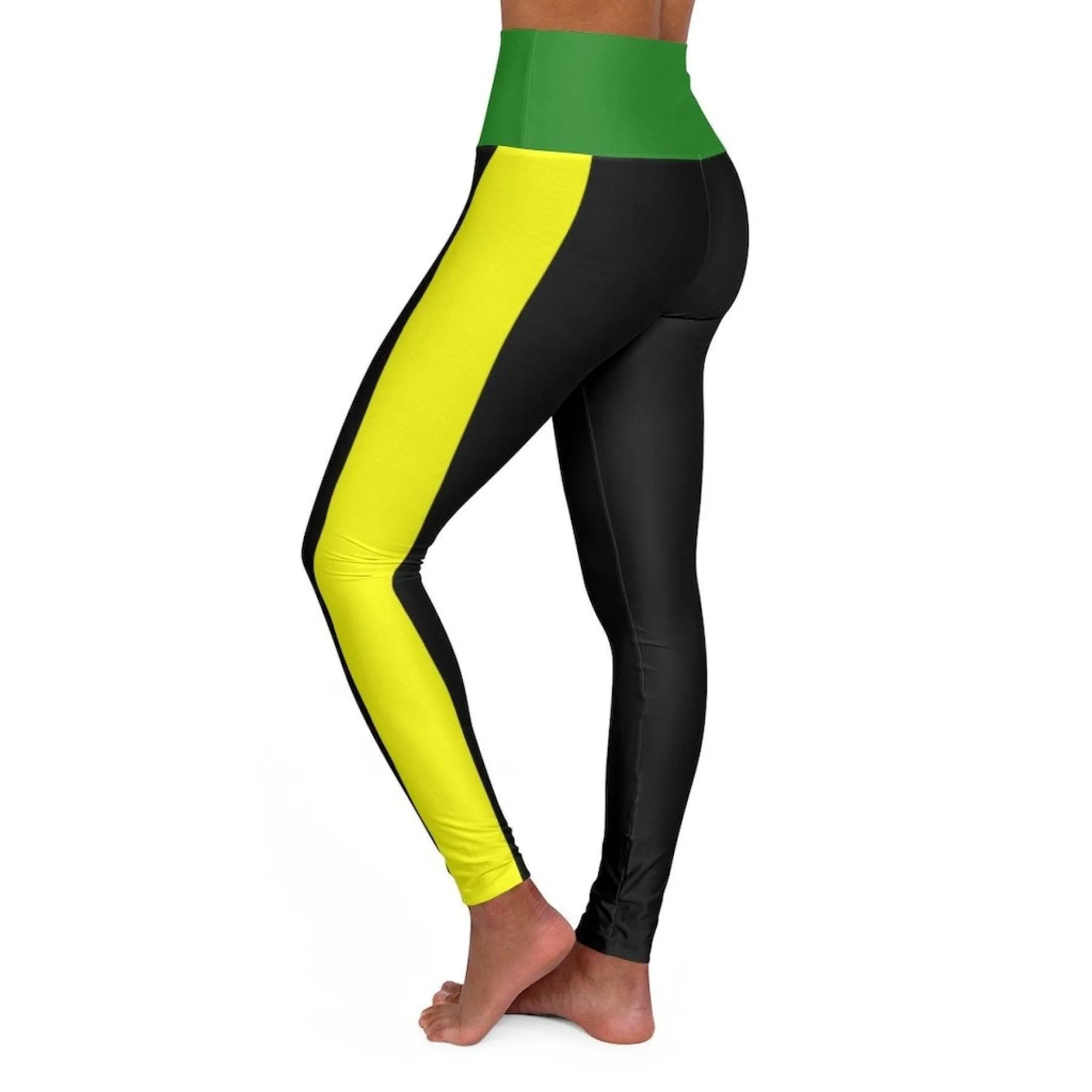 High Waisted Yoga Leggings, Black Red Yellow And Green Sports Pants