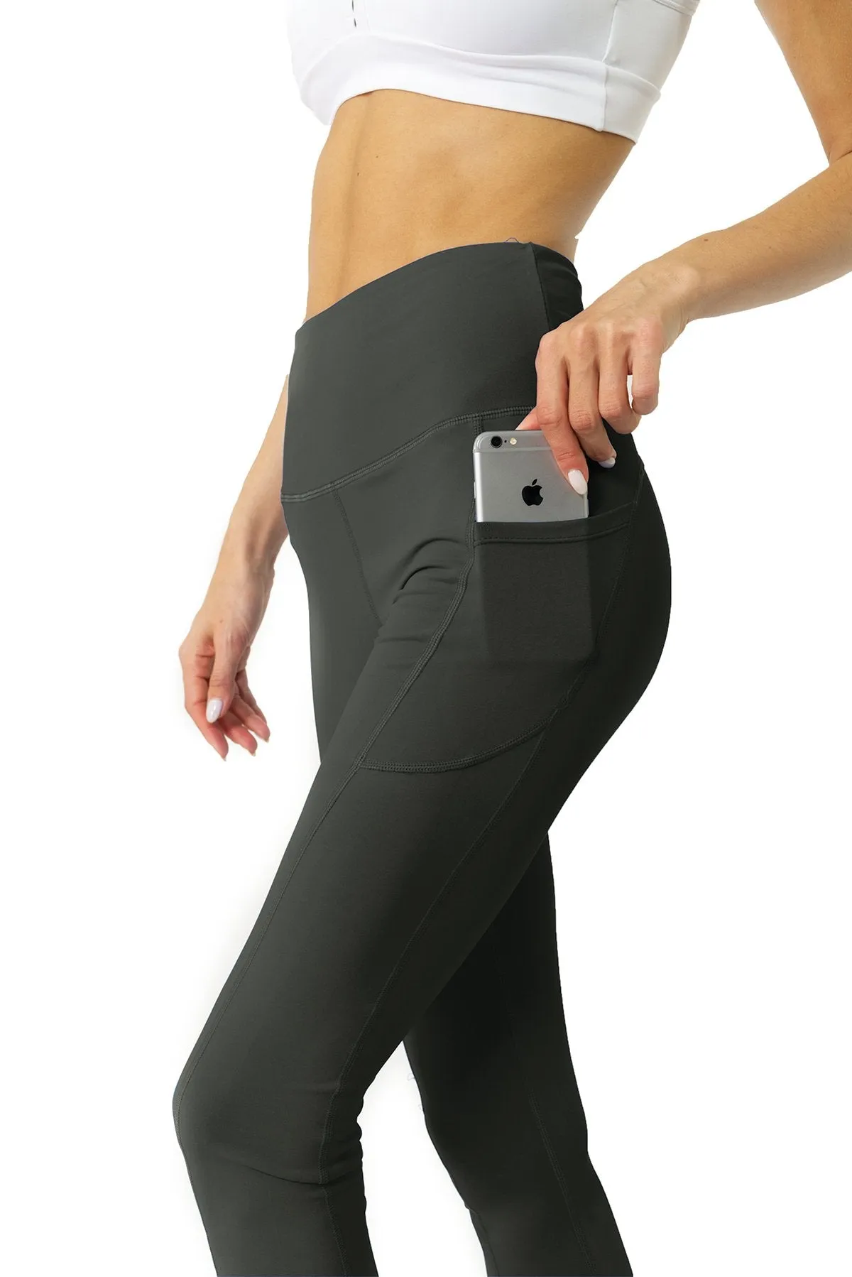 High Waisted Yoga Leggings - Slate Grey