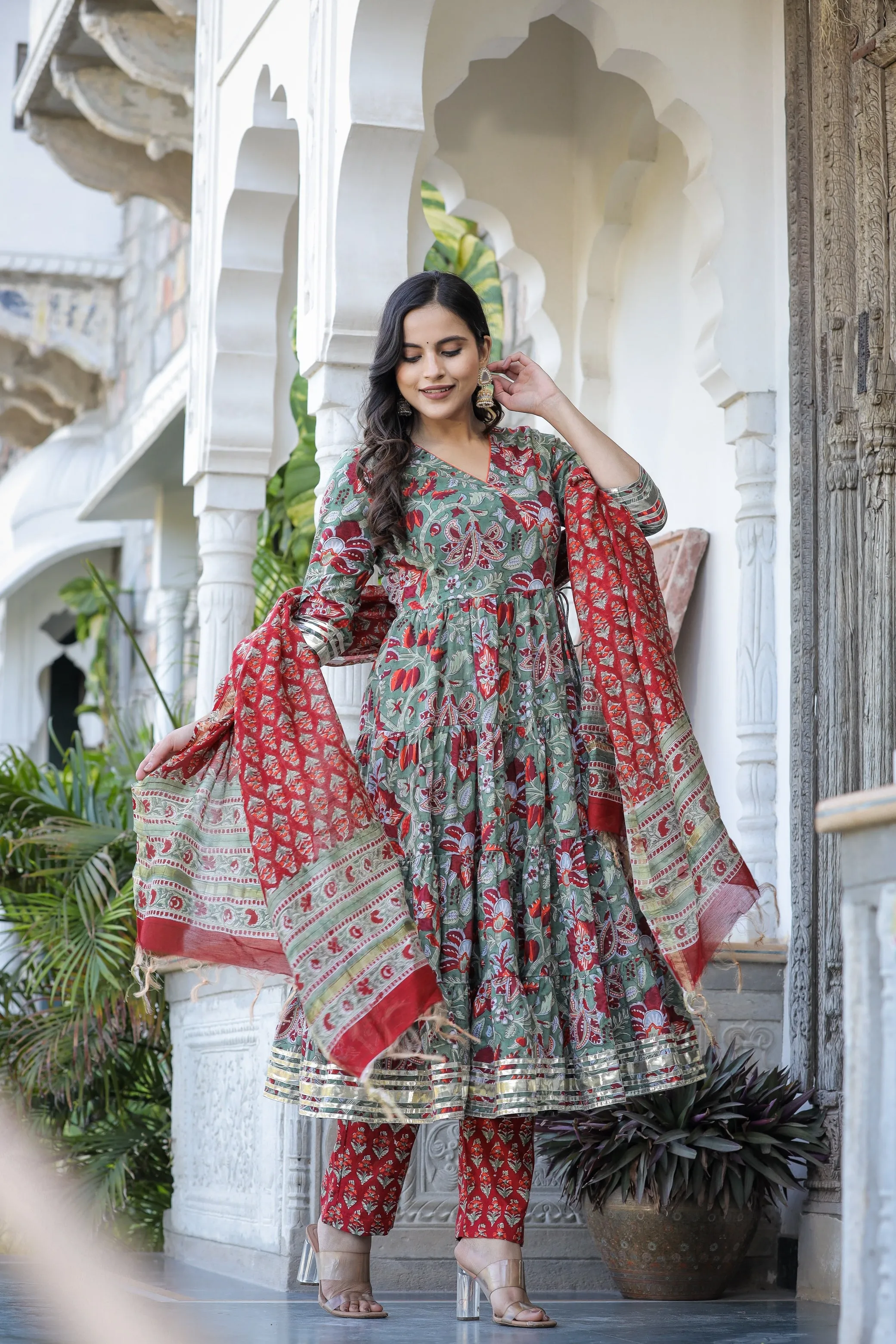 Inayat Anarkali Chanderi Silk Dupatta Suit Set (Plus Size)