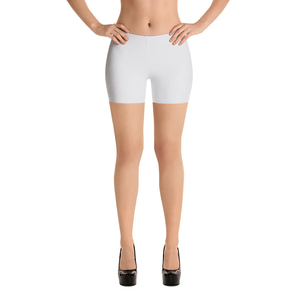 Light Grey Women's Best Shorts, Pastel White Grey Short Tights For Ladies-Made in USA/EU