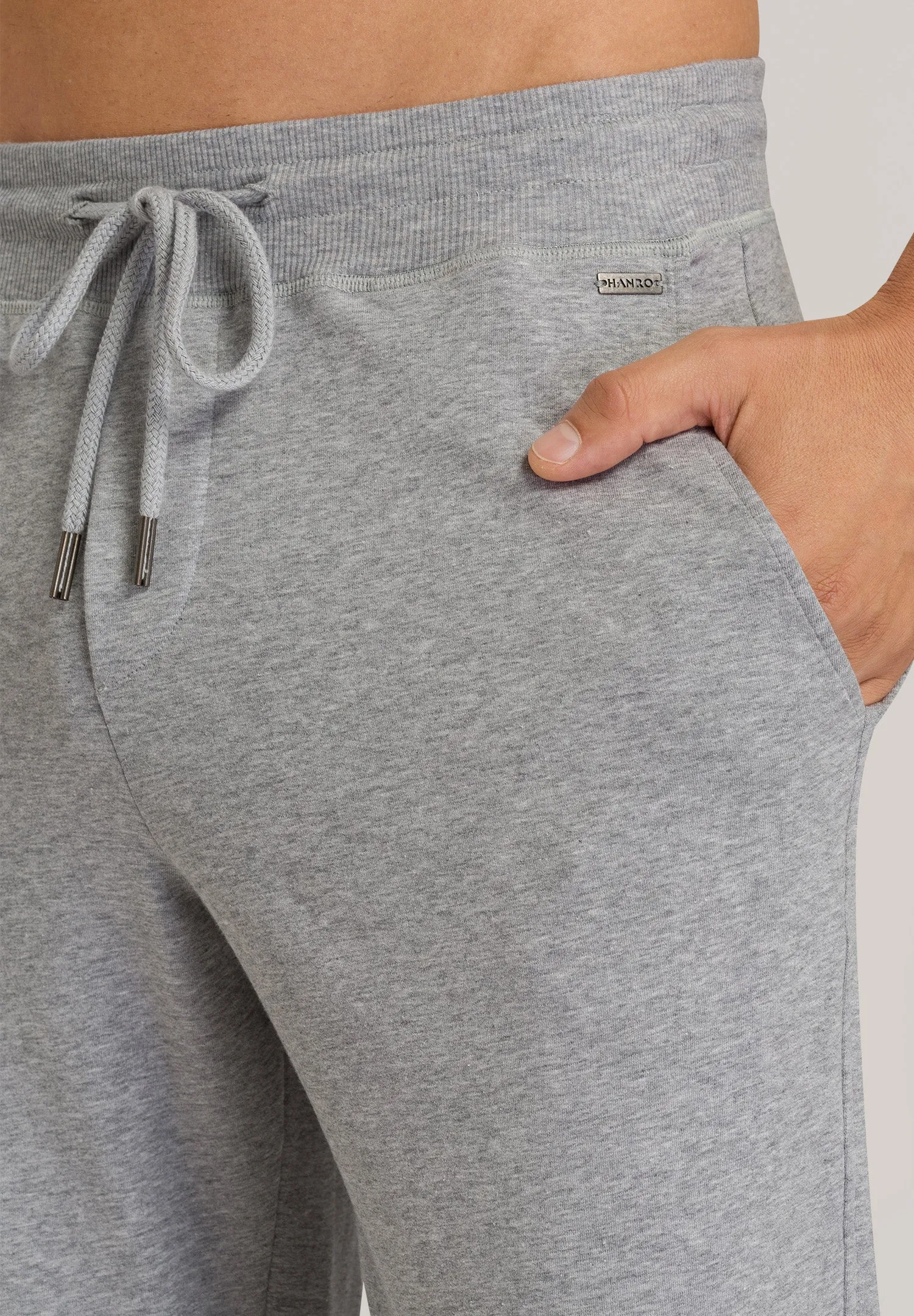 Living Cotton Drawstring Lounge Pants | Grey Melange 75071-1036