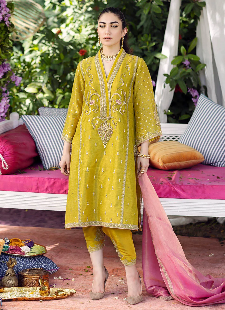 Luxury Pret - Brie Kiwi Shirt And Dupatta