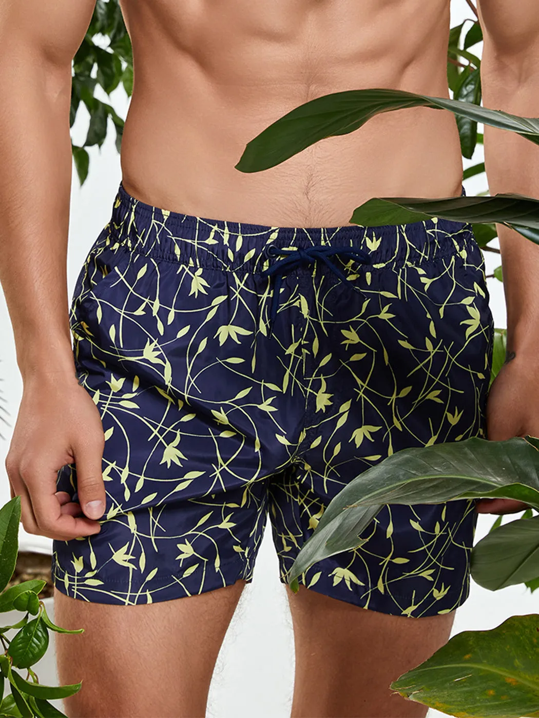 Men's Botanical Print Surf Board Shorts