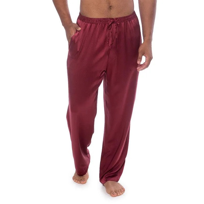 Mens Silk Pajama Pants Long Real Silk Pajamas Bottoms Sleep Bottoms Lounge Pyjamas Pants