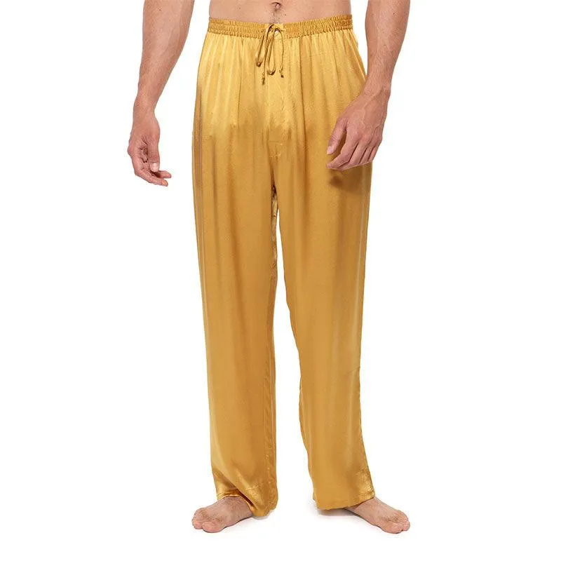 Mens Silk Pajama Pants Long Real Silk Pajamas Bottoms Sleep Bottoms Lounge Pyjamas Pants