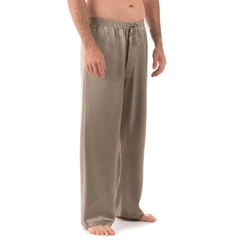 Mens Silk Pajama Pants Long Real Silk Pajamas Bottoms Sleep Bottoms Lounge Pyjamas Pants